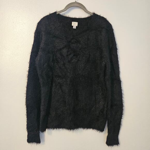 A New Day Black Fuzzy Soft Faux Fur Sweater Sz Large - Picture 2 of 6